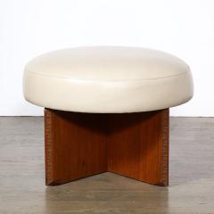  Heritage Furniture Mid Century Mahogany Swivel Ottoman in Holly Hunt Leather by Frank Lloyd Wright - 3442991