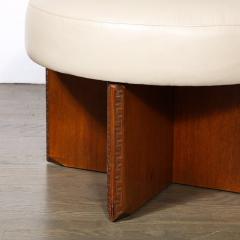  Heritage Furniture Mid Century Mahogany Swivel Ottoman in Holly Hunt Leather by Frank Lloyd Wright - 3442993