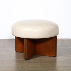  Heritage Furniture Mid Century Mahogany Swivel Ottoman in Holly Hunt Leather by Frank Lloyd Wright - 3442996