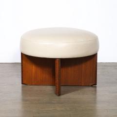  Heritage Furniture Mid Century Mahogany Swivel Ottoman in Holly Hunt Leather by Frank Lloyd Wright - 3443001