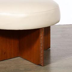  Heritage Furniture Mid Century Mahogany Swivel Ottoman in Holly Hunt Leather by Frank Lloyd Wright - 3443142