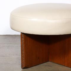  Heritage Furniture Mid Century Mahogany Swivel Ottoman in Holly Hunt Leather by Frank Lloyd Wright - 3443144