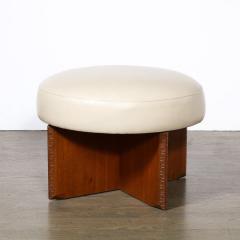  Heritage Furniture Mid Century Mahogany Swivel Ottoman in Holly Hunt Leather by Frank Lloyd Wright - 3443151