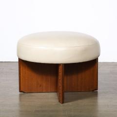  Heritage Furniture Mid Century Mahogany Swivel Ottoman in Holly Hunt Leather by Frank Lloyd Wright - 3443190