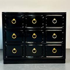  Heritage Furniture Pair Dorothy Draper for Heritage Style Espana Chests Nightstands Black Lacquer - 3015178