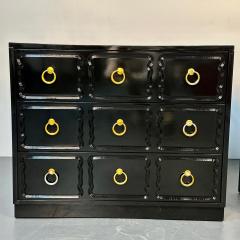  Heritage Furniture Pair Dorothy Draper for Heritage Style Espana Chests Nightstands Black Lacquer - 3015181