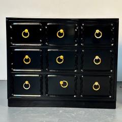  Heritage Furniture Pair Dorothy Draper for Heritage Style Espana Chests Nightstands Black Lacquer - 3015182