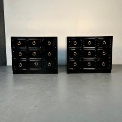  Heritage Furniture Pair Dorothy Draper for Heritage Style Espana Chests Nightstands Black Lacquer - 3015184