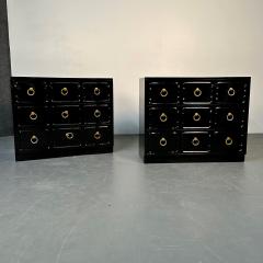  Heritage Furniture Pair Dorothy Draper for Heritage Style Espana Chests Nightstands Black Lacquer - 3015185