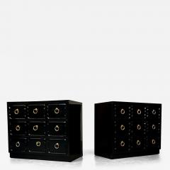  Heritage Furniture Pair Dorothy Draper for Heritage Style Espana Chests Nightstands Black Lacquer - 3019382