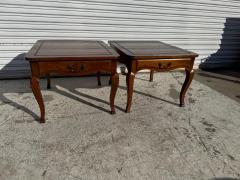  Heritage Furniture Pair of Heritage Furniture Parquet Top Hollywood Regency Walnut End Tables - 4424026