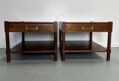  Heritage Furniture Pair of Heritage Ming Nightstands in Walnut with Brass Accents Mid Century - 3368547