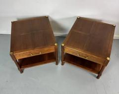  Heritage Furniture Pair of Heritage Ming Nightstands in Walnut with Brass Accents Mid Century - 3368552