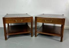  Heritage Furniture Pair of Heritage Ming Nightstands in Walnut with Brass Accents Mid Century - 3368560