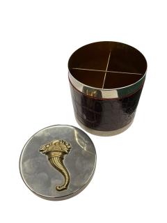  Herm s 1970s Crocodile slkin and silver plated metal decorative box by Herm s - 4397610