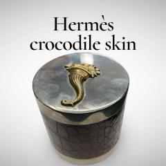  Herm s 1970s Crocodile slkin and silver plated metal decorative box by Herm s - 4397612
