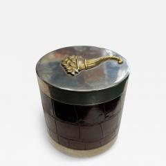  Herm s 1970s Crocodile slkin and silver plated metal decorative box by Herm s - 4399008