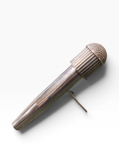  Herm s 1970s Silver plated microphone table lighter holder - 4771415