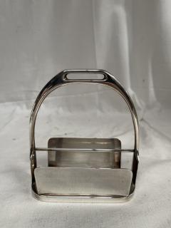  Herm s 1970s Silver plated stirrup cards holder by Herm s - 4108874