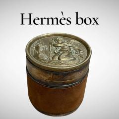  Herm s 1970s Suede and silver plated putti box by Herm s - 4579914