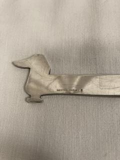  Herm s 1970s Wiener dog silver plated letter opener dog - 3648057