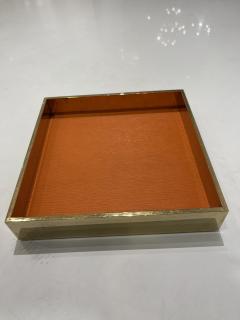  Herm s 1980s Gilt metal and orange leather vide poche by Herm s - 3938085