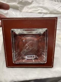  Herm s 1980s Stitched leather and crystal ashtray by Herm s - 3993902