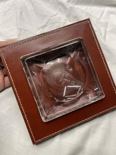  Herm s 1980s Stitched leather and crystal ashtray by Herm s - 3993904