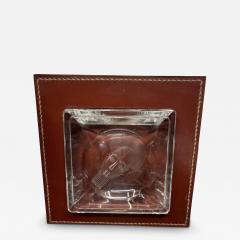  Herm s 1980s Stitched leather and crystal ashtray by Herm s - 3994719