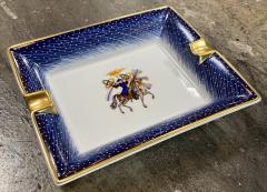  Herm s 1980s Vintage Hermes Rare Blue Porcelain Fan Ashtray - 2205220