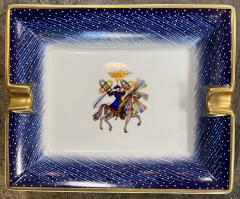  Herm s 1980s Vintage Hermes Rare Blue Porcelain Fan Ashtray - 2205222