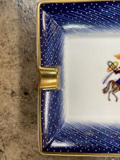 Herm s 1980s Vintage Hermes Rare Blue Porcelain Fan Ashtray - 2205225