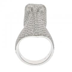  Herm s HERMES 18K WHITE GOLD 4 CARAT DIAMOND GALOP HORSE RING - 2806432