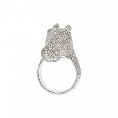  Herm s HERMES 18K WHITE GOLD 4 CARAT DIAMOND GALOP HORSE RING - 2812579