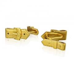  Herm s HERMES 18K YELLOW GOLD BELT BUCKLE CUFF LINKS - 1828833