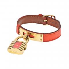  Herm s HERMES SALMON CORAL DIAL KELLY STRAP WATCH - 2980163