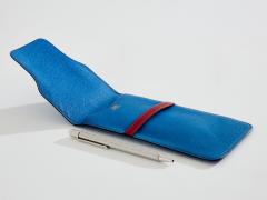  Herm s Herm s blue leather pencil case 1990s - 3893460