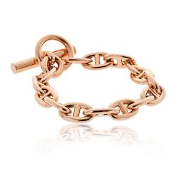  Herm s Hermes 18K Rose Gold 15 Medium Link Bracelet - 4473370