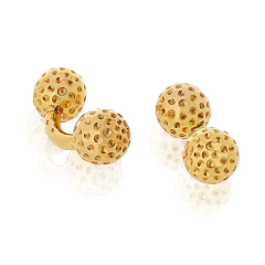  Herm s Hermes 18K Yellow Gold Golf Ball Cuff Links - 4135422