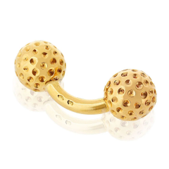  Herm s Hermes 18K Yellow Gold Golf Ball Cuff Links - 4135423