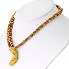 Herm s Hermes 18K Yellow Gold Lenfant Diamond Horse Head Necklace - 4002876