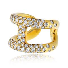  Herm s Hermes Pave 18K Yellow Gold H Diamond Ring - 4601009