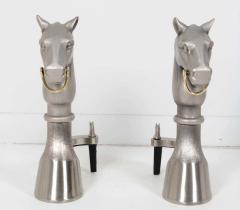  Herm s Hermes Style Equestrian Andirons - 1751004