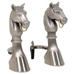  Herm s Hermes Style Equestrian Andirons - 1751005