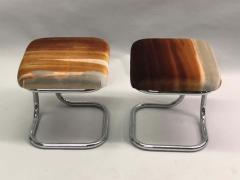  Herm s Pair of French Bauhaus Style Stools with Upholstered Seats by Herm s - 1623494