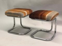  Herm s Pair of French Bauhaus Style Stools with Upholstered Seats by Herm s - 1623505