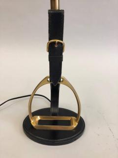  Herm s Pair of Mid Century Modern Neoclassical Leather Stirrup Table Lamps by Herm s - 1696204