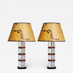  Herm s Rare Pair of Hermes Lamps in lucite and stitched leather - 817318