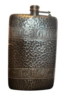  Herm s SET OF 5 SILVERPLATE LEATHER FLASKS ART DECO MID CENTURY - 4695602