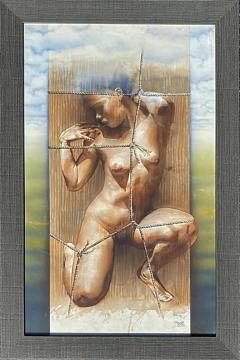  Hernan Sosa Hern n Sosa Nude Watercolor Painting on Paper Framed Under Glass 2 - 3558563